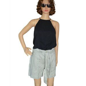 NWT Lauren Ralph Lauren Women's Belted 100% Linen Shorts Size 4 Ranch Sage Green
